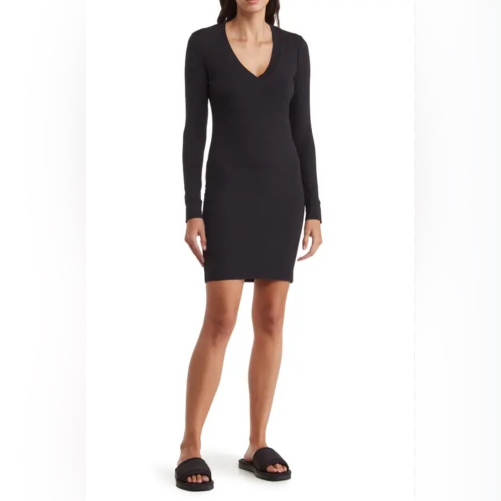 Black V-Neck cashmere & Wool sweater Dress